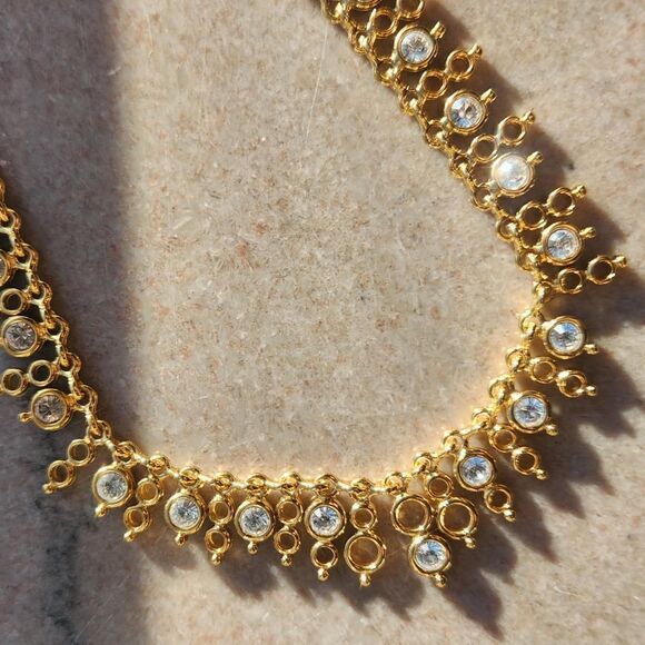 Reversible Blue Lapis Cubic Zirconia Necklace 17.5" Joan Rivers AB Jewelry VTG - Picture 4 of 13